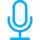 A blue microphone icon on a white background