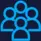 A group of people icon in blue on a dark background A group of people icon in blue on a dark background