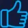 A blue thumbs up icon on a dark background A blue thumbs up icon on a dark background