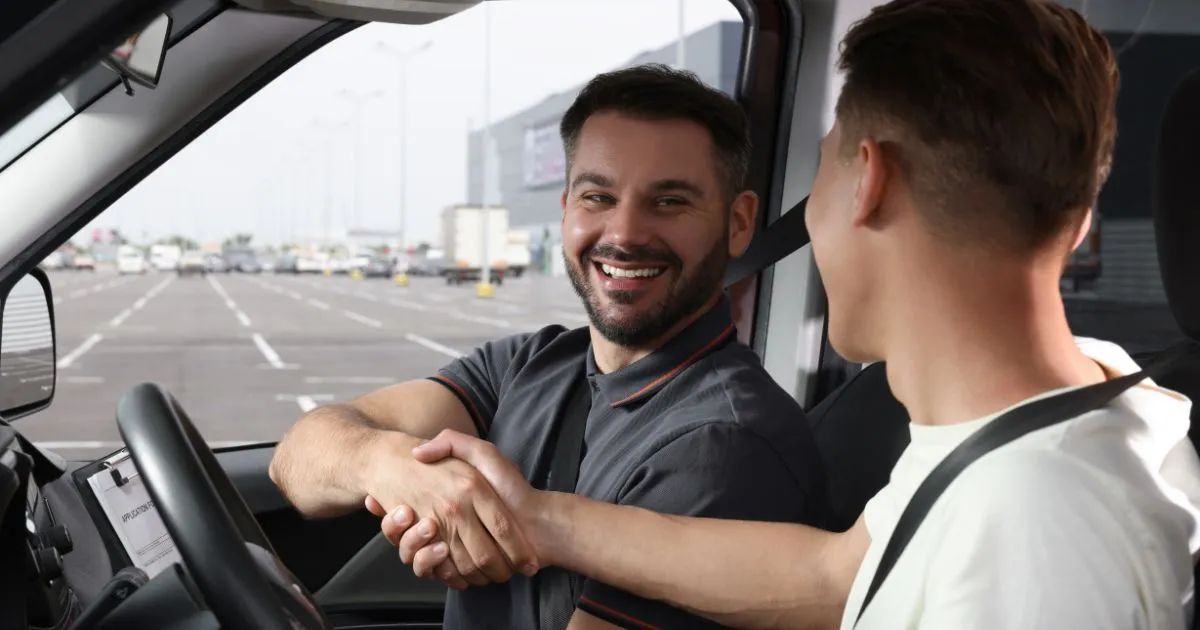 A Responsible Driver Feeling Happy After Parking His Vehicle In The Right Way