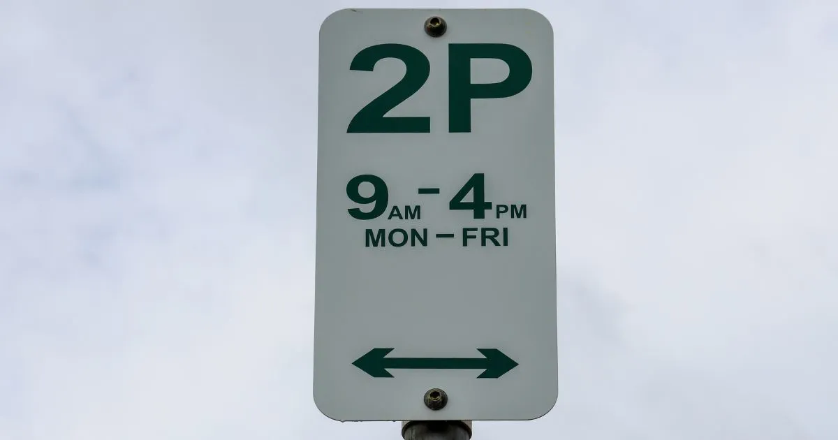 A Two Hour Free Parking Sign From Monday To Friday A Two Hour Free Parking Sign From Monday To Friday