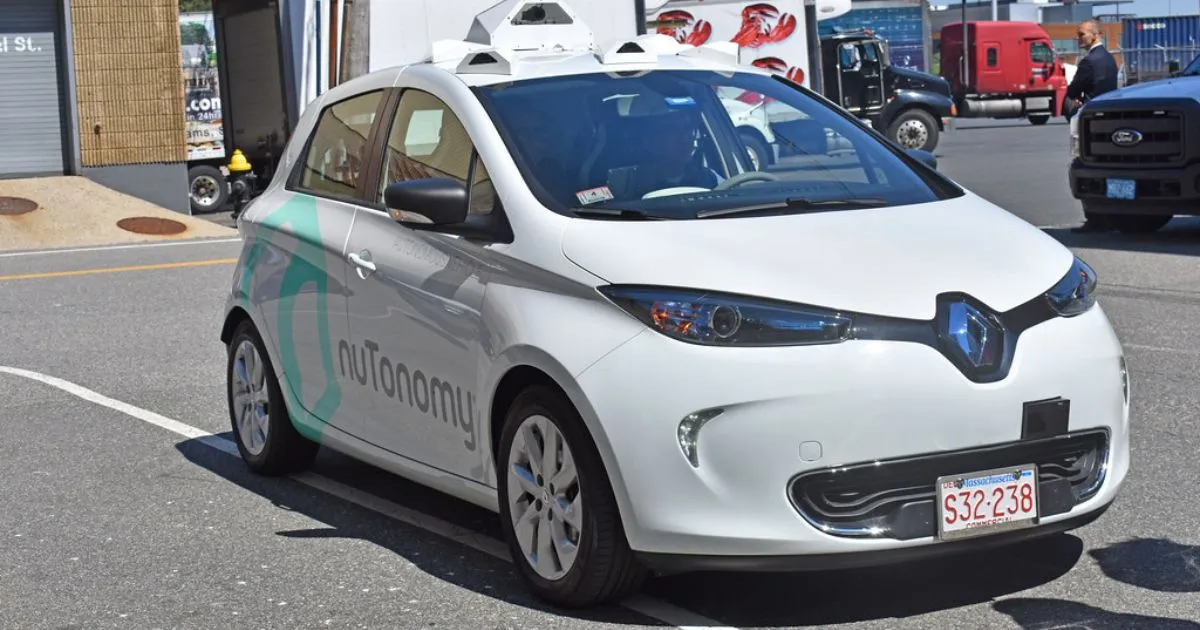 An Autonomous Vehicle Parked In A Car Park