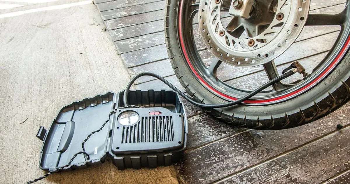 Filling Air In The Tyre By Using Portable Air Compressor Filling Air In The Tyre By Using Portable Air Compressor