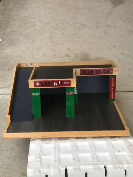 Wooden Parking Garage And Food Store Play Set